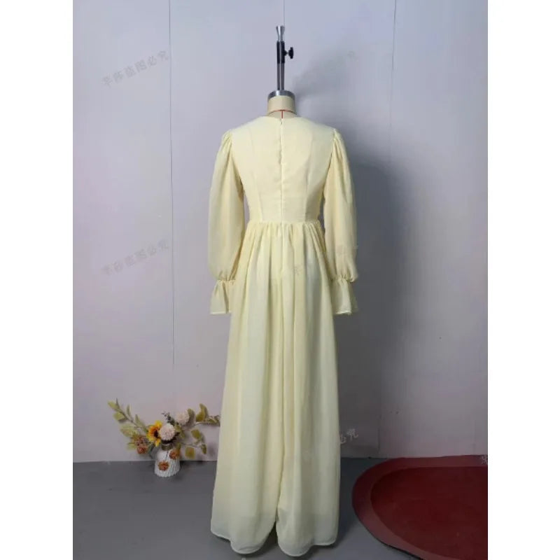 Modest Maxi Dress for Women Long Sleeve FloorLength Evening Gown Celebrity Elegant Folds Muslim Abaya Islamic Dubai Prayer Dress